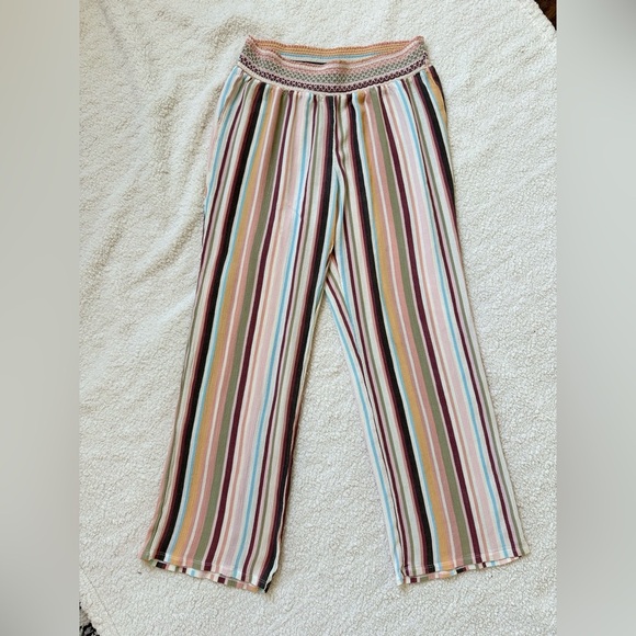 89th & Madison Pants - Y2K 89th & Madison Striped Wide-Leg Knit Linen Pants Multicolor Stripes